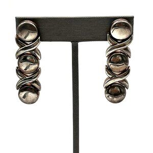 Vintage 90s Y2K  Silver-plated XOXO Hugs & Kisses Drop Post Pierced Earrings 2"